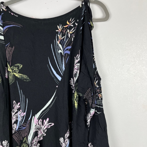 Free People Clear Skies Tunic Top Mini Dress Cold Shoulder Floral Small Black - Picture 8 of 12